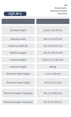 CQT-JP-2 Pneumatic Vibration Paper Jogger Machine for Paper Cutting Machine 600 kg