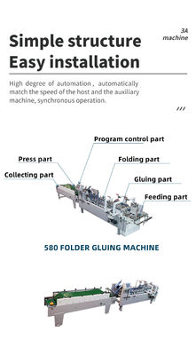 Paper Lunch Box Making Machine with Side Glue Folding and Bottom Hook Gluer 3ACQ 580D
