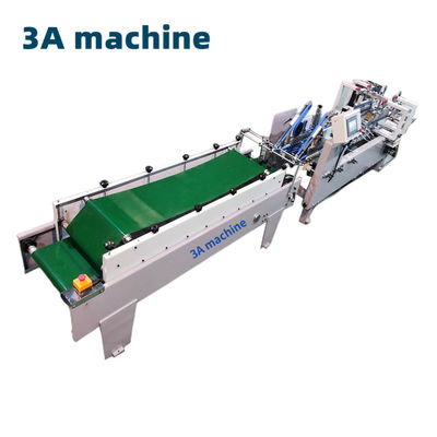 Folding Cardboard Box Machine 6*1*1.35M Paper Box Making Mahine with Glu Machine