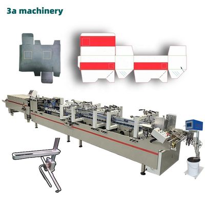 Total length 9.6m automatic lock bottom folder gluer for cardboard box folding machine